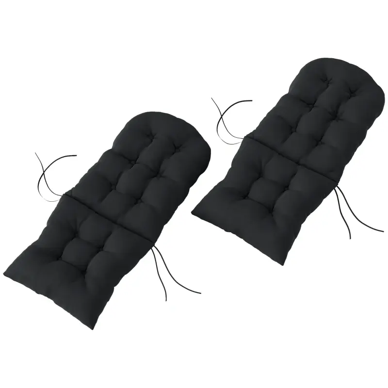 Outsunny Outdoor Adirondack Chair Cushions Set of 2, Tufted High Back Patio Chair Cushions, Black